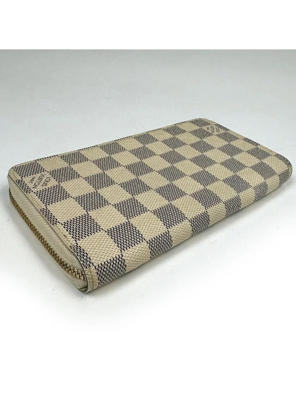 Louis Vuitton Zippy Wallet Round Zip Damier Azur White